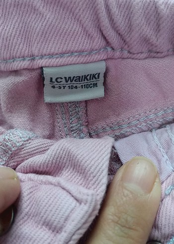 Kızlar için Pembe Bol Kesim Denim Şort - Görsel 3