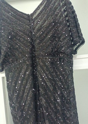 Siyah V Yakalı Uzun Drapeli Abiye Elbise - Görsel 8