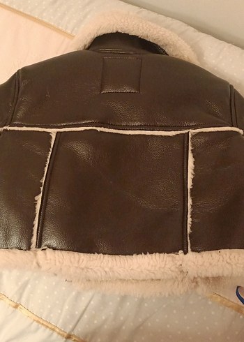 Kahverengi Kürklü Deri Kadın Biker Ceket zara marka - Görsel 7