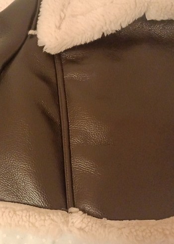 Kahverengi Kürklü Deri Kadın Biker Ceket zara marka - Görsel 2