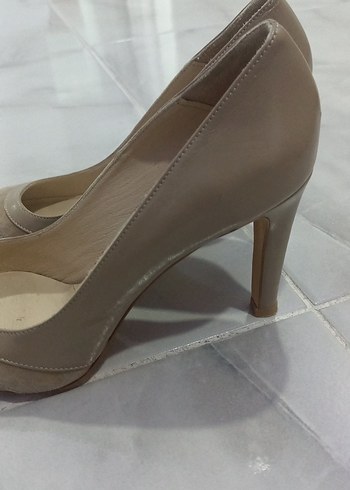 Bej Süet Stiletto Kadın Ayakkabı - Görsel 8