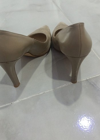 Bej Süet Stiletto Kadın Ayakkabı - Görsel 6