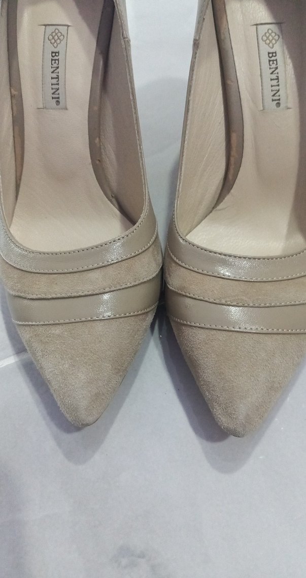 Bej Süet Stiletto Kadın Ayakkabı - Görsel 3