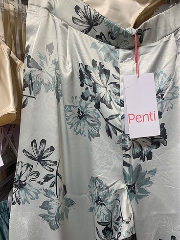 l Beden Saten Gri Renk Yazlik ,Pijama Alti