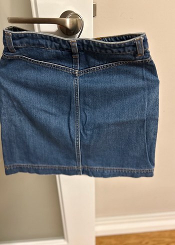 H&M Düğmeli Mavi Denim Mini Etek - Görsel 2