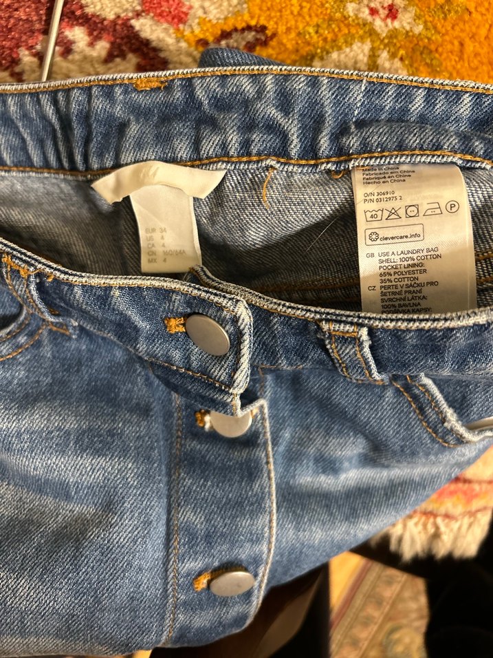H&M Düğmeli Mavi Denim Mini Etek - Görsel 3