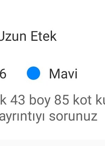 s Beden mavi Renk kot etek 