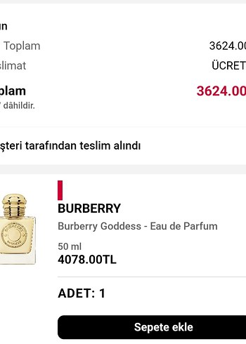 Beden Renk Burberry Goddess Kadın Parfümü 50 ml Orijinal