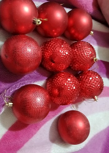 10 adet 6cm Renkli Kırmızı Yılbaşı Süs Topları