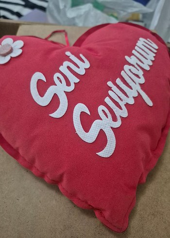 Renkli Pamuklu Kalp Şeklinde yastık - Görsel 2