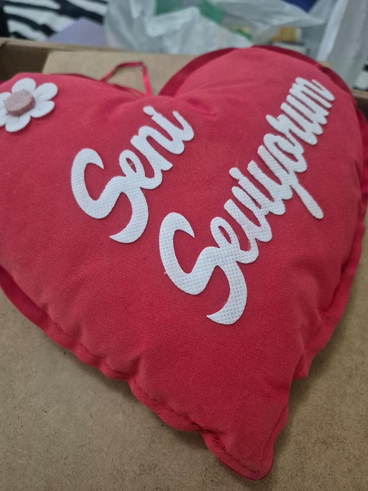 Renkli Pamuklu Kalp Şeklinde yastık - Görsel 2