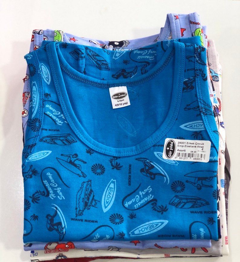 Renkli Baskılı Mavi Çocuk Atlet - Görsel 2