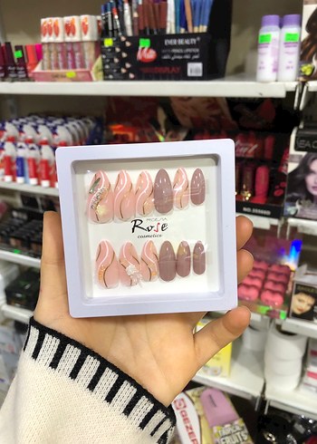 Bej Parlak Taşlı Tırnak Süsleri - Görsel 11