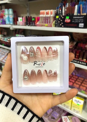 Bej Parlak Taşlı Tırnak Süsleri - Görsel 14
