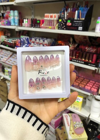 Bej Parlak Taşlı Tırnak Süsleri - Görsel 15