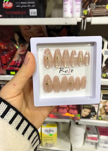 Bej Parlak Taşlı Tırnak Süsleri - Görsel 19