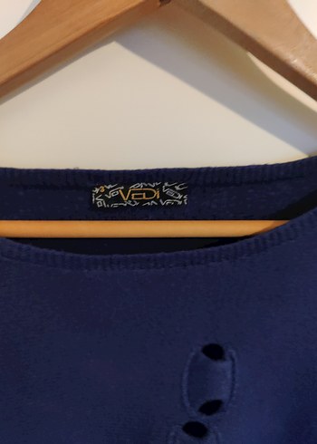 Kadın Mavi Uzun Kollu Triko Kazak - Görsel 2