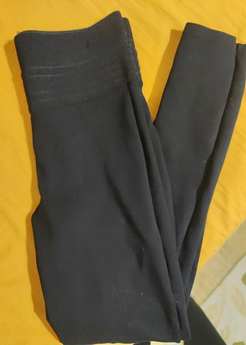 Zara beli lastik yüksek bel siyah kumaş kadın taytı - Görsel 2