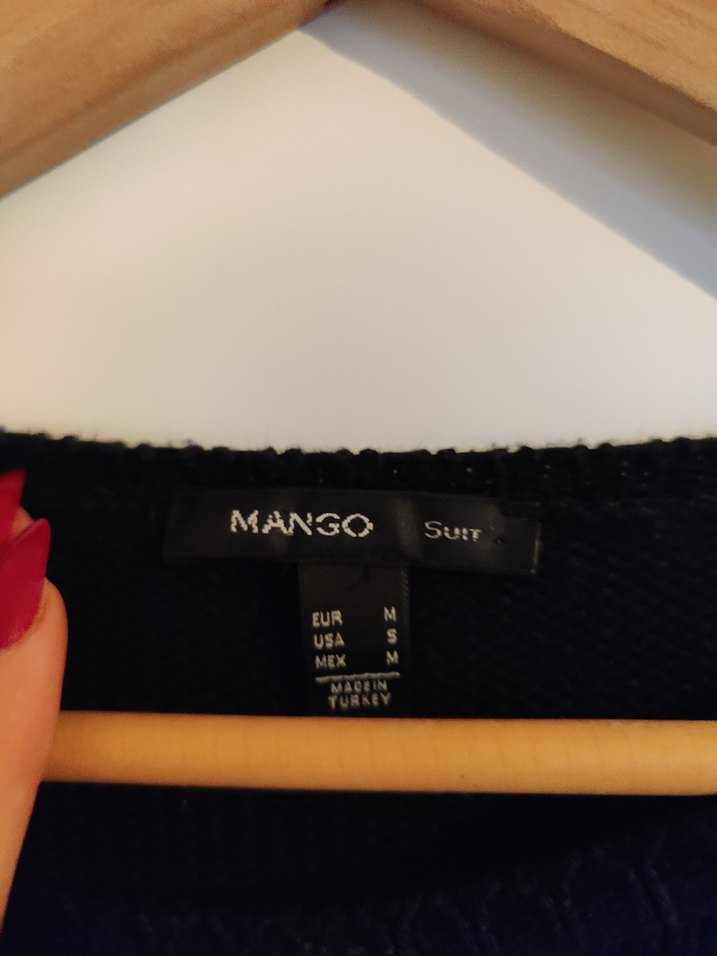 Mango Siyah Kadın Triko Örgü Salaş Kazak - Görsel 3