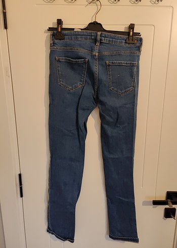 Kadın Mavi Midi Boy Düşük Bel Denim Jean - Görsel 3