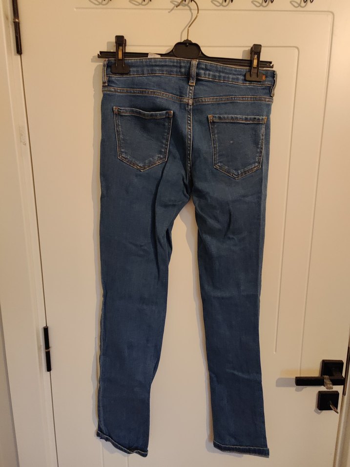 Kadın Mavi Midi Boy Düşük Bel Denim Jean - Görsel 3