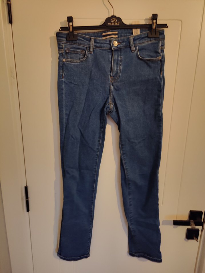 Kadın Mavi Midi Boy Düşük Bel Denim Jean - Görsel 2