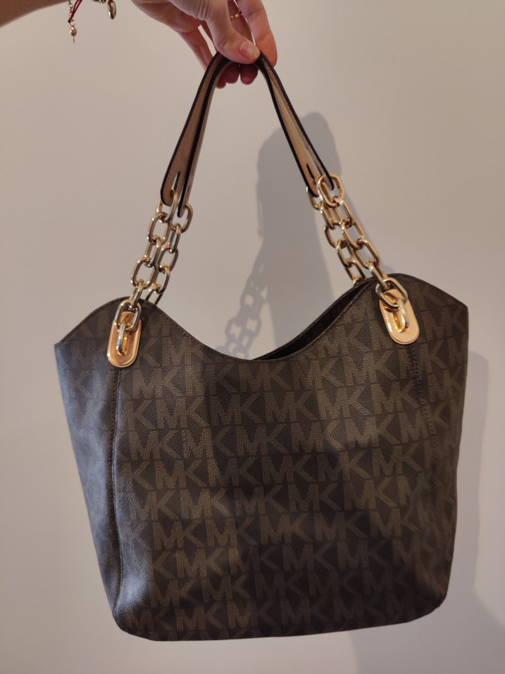 Micheal Kors Zincir Detaylı Kahverengi Deri Kadın Çanta - Görsel 2