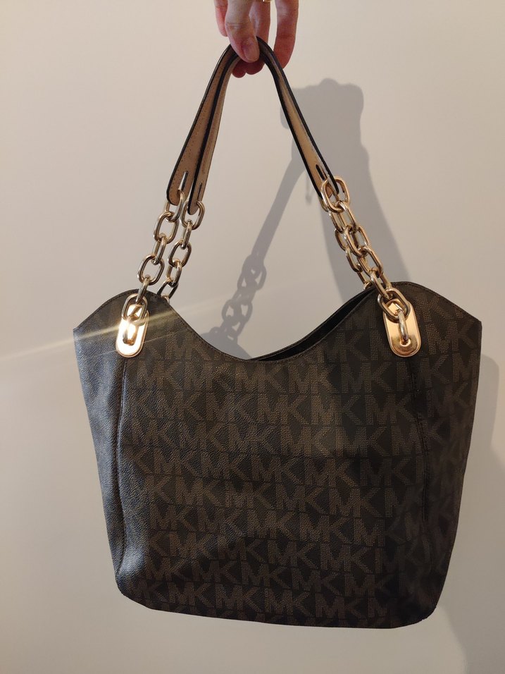 Micheal Kors Zincir Detaylı Kahverengi Deri Kadın Çanta - Görsel 3