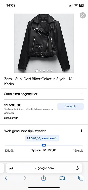 Zara Suni Deri Biker Ceket