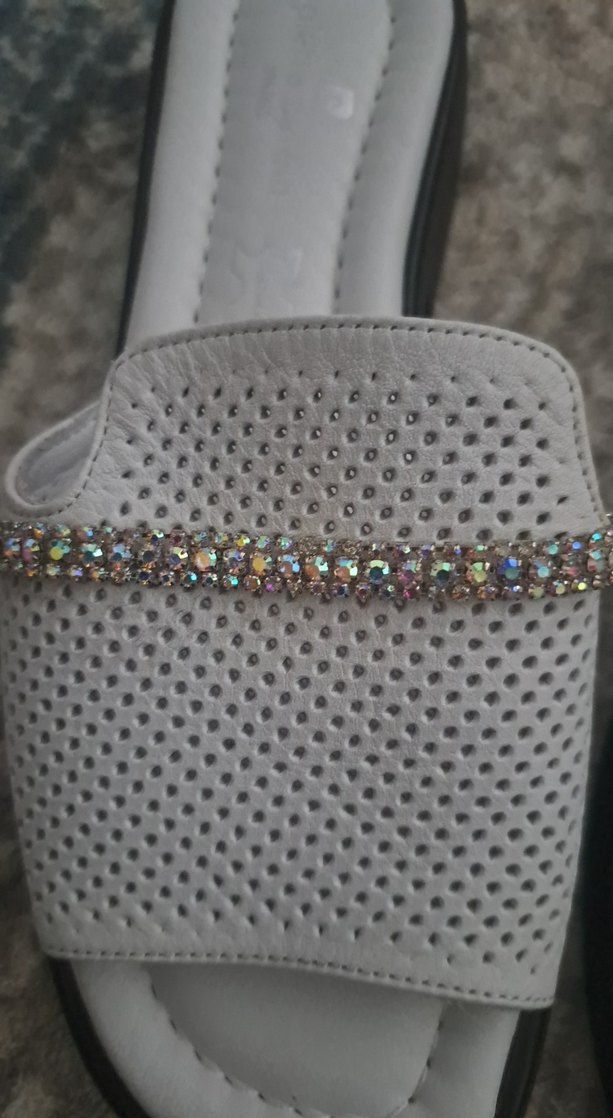 Pierre Cardin beyaz kadın taşlı kadin terliği - Görsel 4