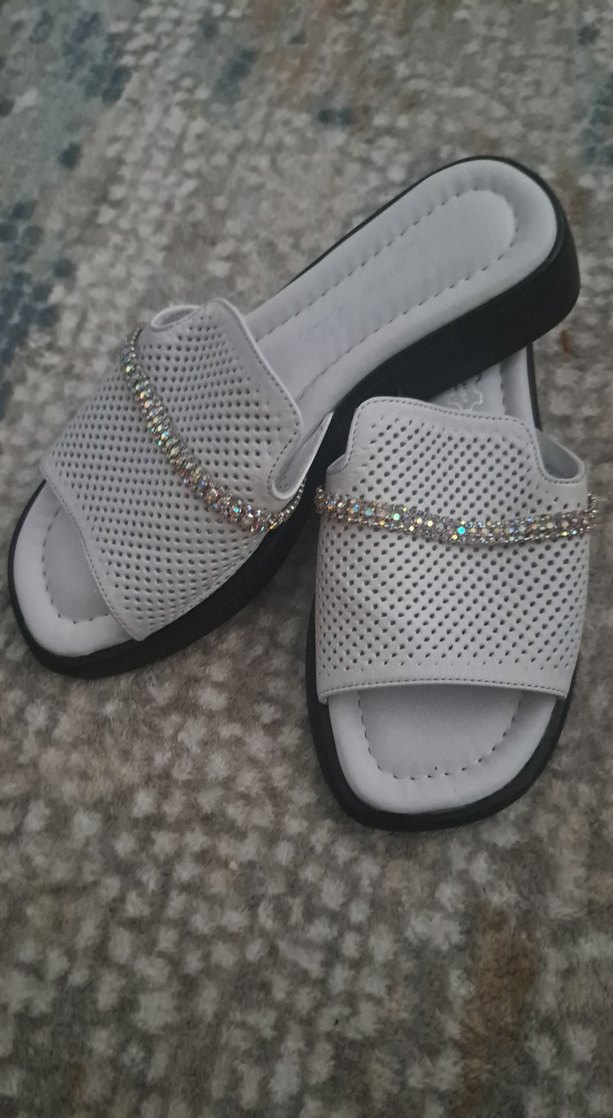 Pierre Cardin beyaz kadın taşlı kadin terliği - Görsel 5