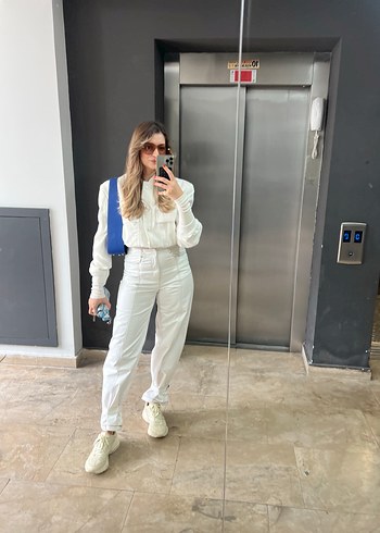 Zara Beyaz ZARA Kadın Pantolon