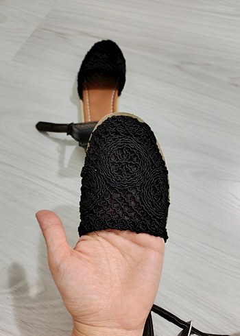 37 Beden siyah Renk Siyah Dantel Detaylı Kadın Sandalet