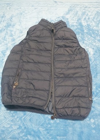 Fermuarlı Gri Kadın Puff Yelek - Görsel 5