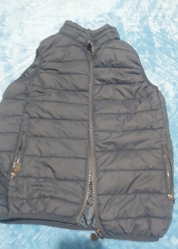 Fermuarlı Gri Kadın Puff Yelek - Görsel 3