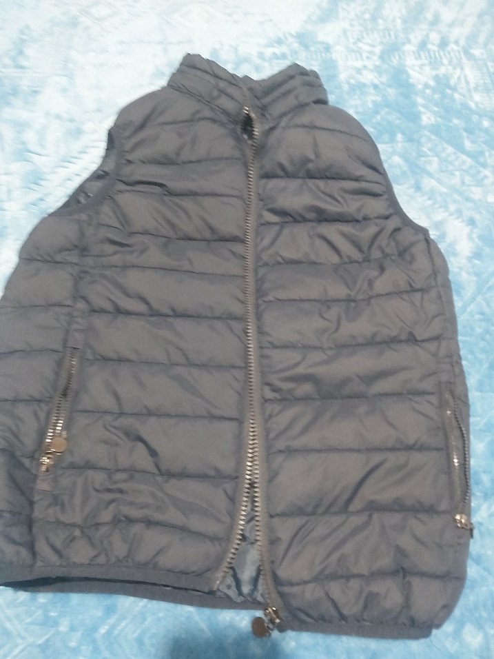 Fermuarlı Gri Kadın Puff Yelek - Görsel 3