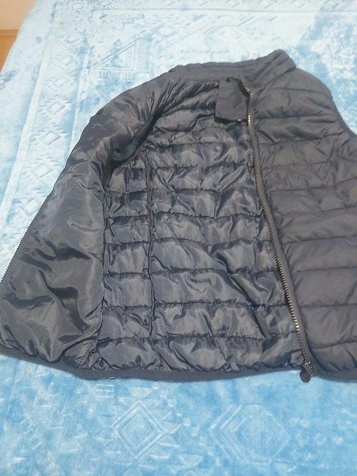 Fermuarlı Gri Kadın Puff Yelek - Görsel 2