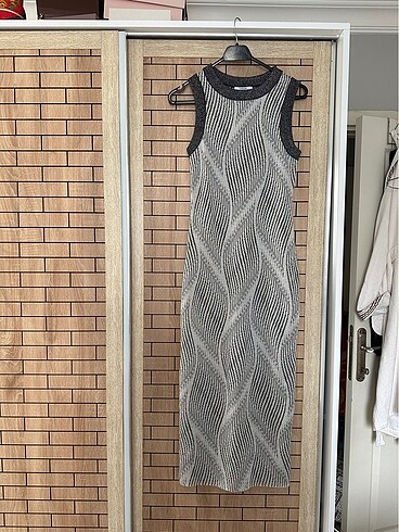 Zara dokuma kumaş gri kalem elbise
