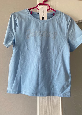 Mavi Kısa Kollu Denim Tişört