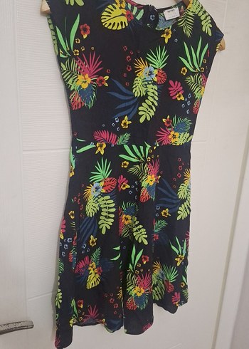 Bohem Çok Renkli Uzun bisiklet yaka elbise - Görsel 3