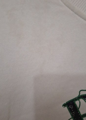 Beyaz Baskılı Pamuklu Kadın Sweatshirt - Görsel 2