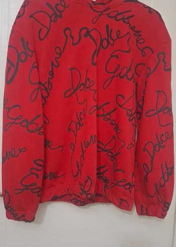 Kırmızı Baskılı Kapüşonlu Kadın Sweatshirt - Görsel 5