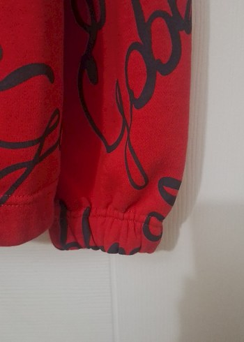 Kırmızı Baskılı Kapüşonlu Kadın Sweatshirt - Görsel 4