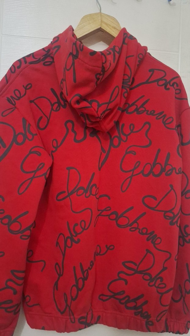 Kırmızı Baskılı Kapüşonlu Kadın Sweatshirt - Görsel 2