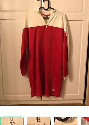 Puma Kirmizi Beyaz Yarim Fermuarli Spor Tunik