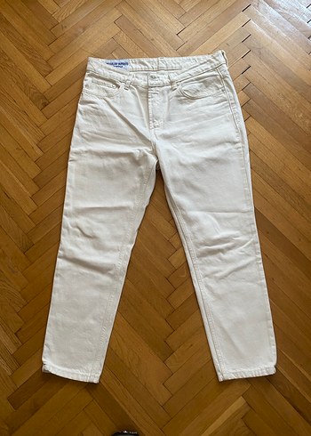 Bej Kadın Boyfriend Denim Pantolon