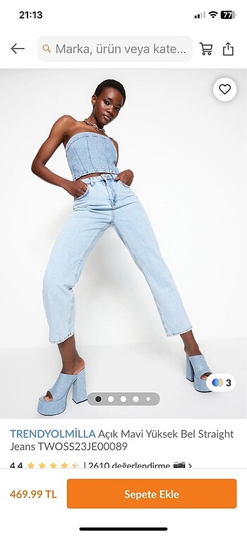 Açık mavi yüksek bel jeans
