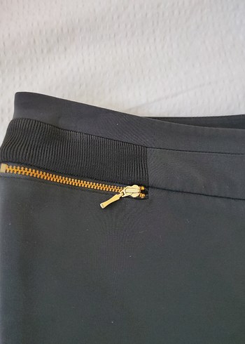 Siyah Fermuarlı Kadın Kumaş Pantolon
