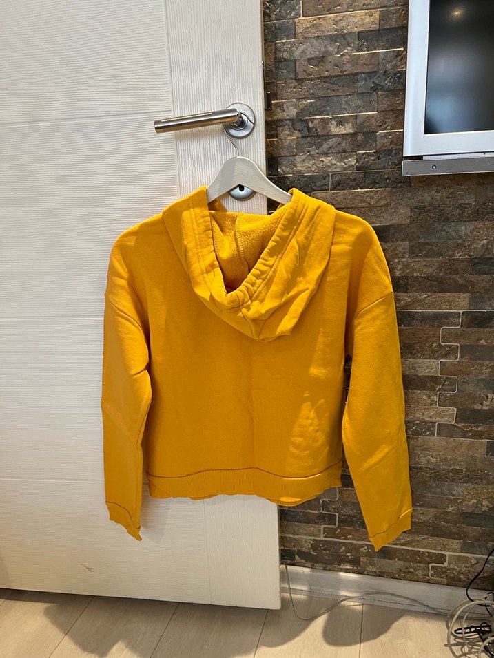 Sarı Kapüşonlu Kadın Sweatshirt - Görsel 2