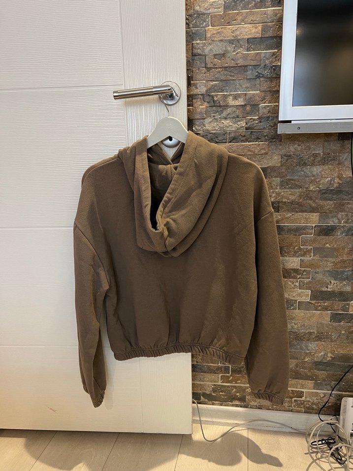 Kahverengi Kapüşonlu Kadın Sweatshirt - Görsel 2